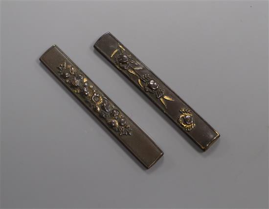 Two Japanese mixed metal kozuka handles